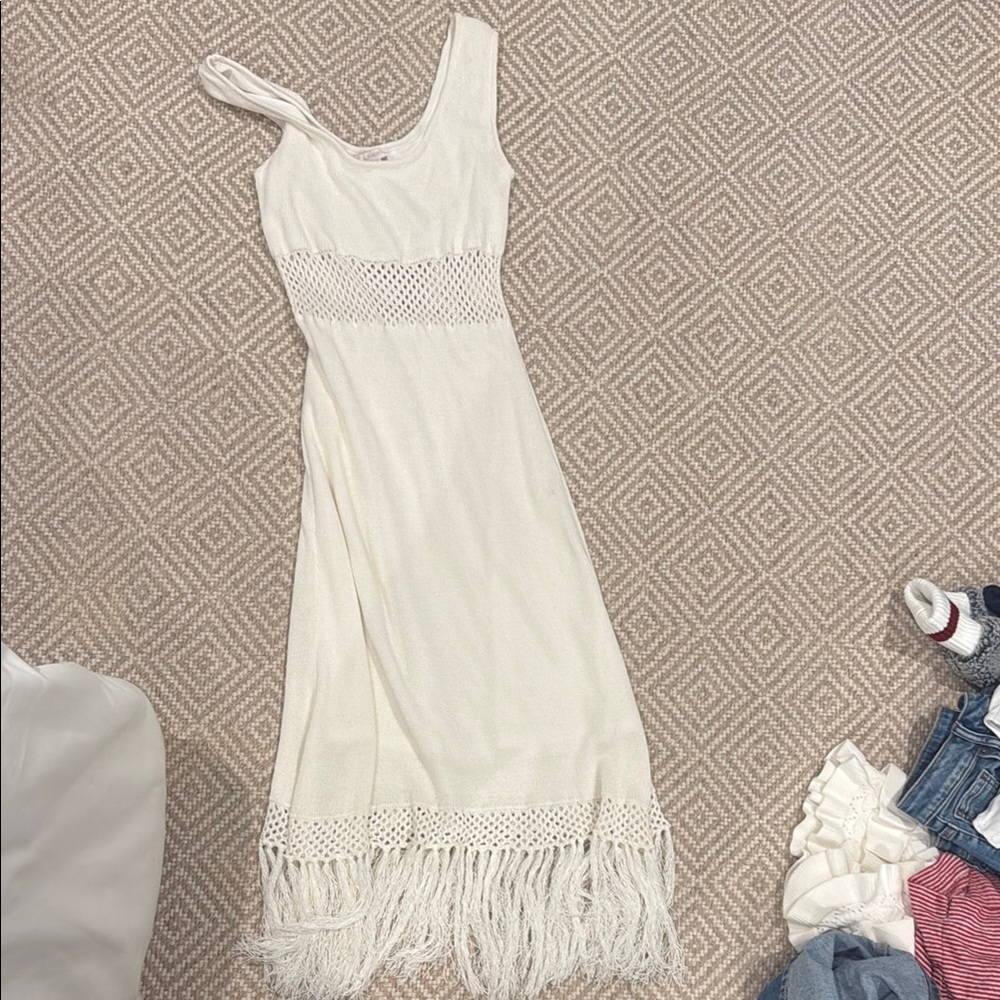 Elegant White Fringe Dress